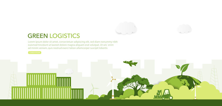 Green logistics or Sustainable transport. Sustainable development economy and clean. transport icon for business sustainable strategy. Green vector.