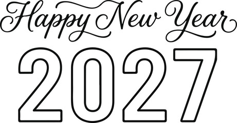 Elegant 'happy new year 2027' typography design for celebrations and greetings © MDAZHAR