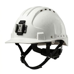 Fototapeta premium White Construction Safety Helmet with Adjustable Strap and Mounting Bracket.