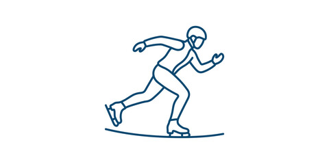 Fototapeta premium Minimalist line art icon of a speed skater in competition.