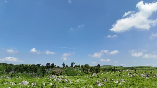 Aerial View of Akiyoshidai Karst Plateau in Yamaguchi Japan, 4K Summer Landscape with Copy Space 18