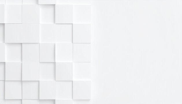 ホワイト キューブ 正方形 ブロック 凸凹 陰影 シャドウ 立体感 タイル 壁面 幾何学 テクスチャ ミニマル 抽象的 スタイリッシュ 白背景 コピーペース シンプル プレースホルダー 背景素材 3D