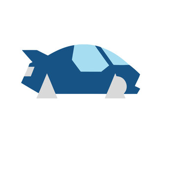 Stylized Blue Car Icon