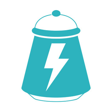 Teal container with lightning bolt symbol
