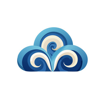 Abstract Blue Swirls in Cloud Shape