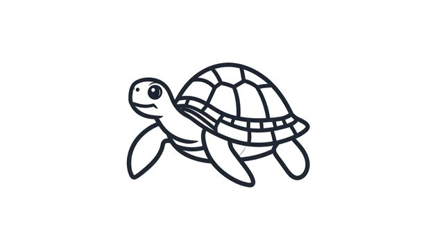 Detailed black and white turtle shell line art icon.