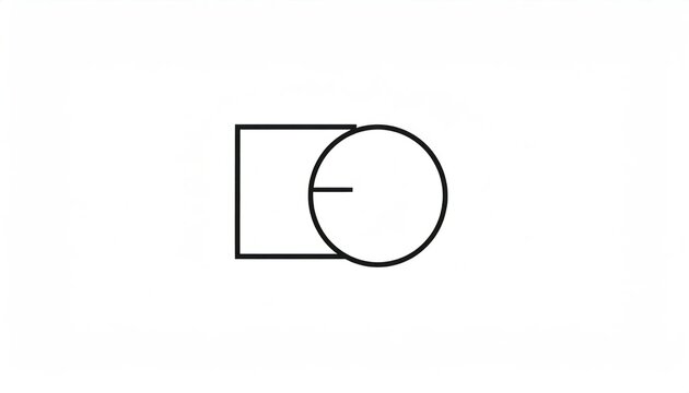 Geometric logo featuring an overlapping square and circle.