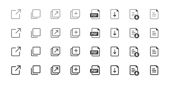 External Link and File Download Vector Icon Set for Web Text Links