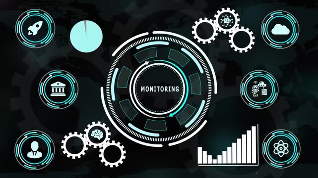 Advanced futuristic dashboard concept showing continuous system monitoring and network data tracking interface