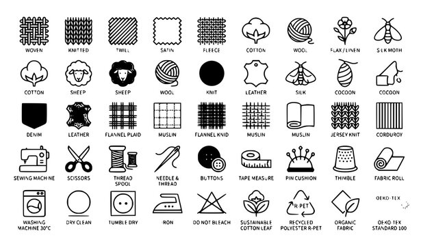 Fabric textile material icon collection vector apparel design