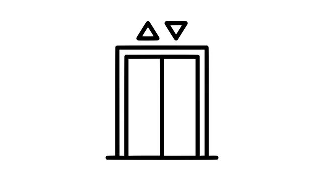 Simple Elevator Icon with Up and Down Arrows, Modern Line Art Design