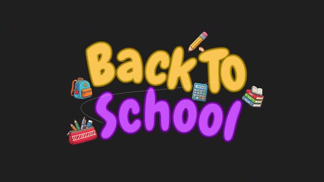 Back to School Text Animation with Smooth In and Out Reveal on Transparent Alpha Background in 4K_4