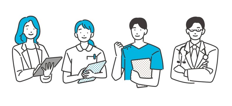 福祉、医療従事者の人物のベクターイラスト素材／医者／看護師