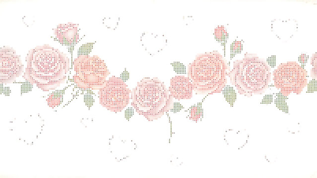 Floral cross stitch border embroidery pattern design