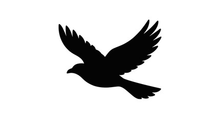 Fototapeta premium Silhouette of a soaring bird against a clean white background, symbolizing freedom and flight.