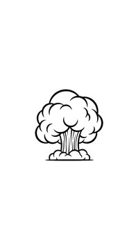 Black and white mushroom cloud explosion illustration
