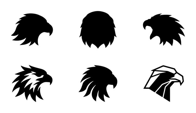 70 Eagle Head Vector Icons, Majestic Bird Silhouettes, Fierce Raptor Profiles, Graphic Design Elements, Bold and Modern 100