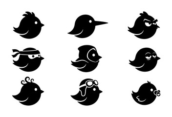Fototapeta premium 70 Charming Bird Icons Set, Cute Avian Characters, Diverse Expressions, Vector Graphics for Social Media and Communication 100