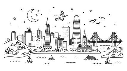 Naklejka premium San Francisco, California Halloween Illustration
