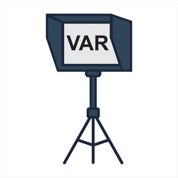 Soccer Referee Video Assistant Referee VAR Technology Flat Vector Icon Illustration