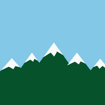 Serene Mountain Crests Landscape Flat Vector Art Illustration