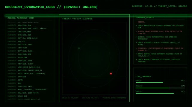 Security Overwatch Threat Scanner Firewall Cyber Defense Background Animation.