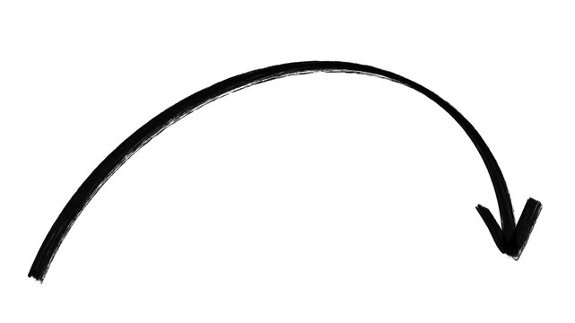 Black arc arrow with sharp head hand drawn icon