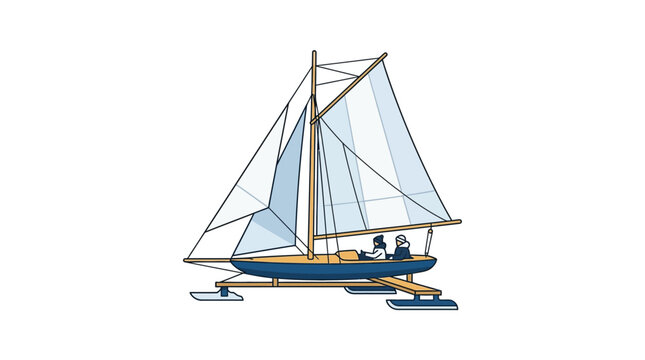 An illustration of an ice boat with sails and runners for winter sailing.