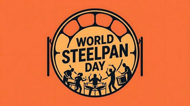 World Steelpan Day Illustration with Band and Percussion Instrument