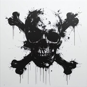 Grunge Skull and Crossbones Illustration.