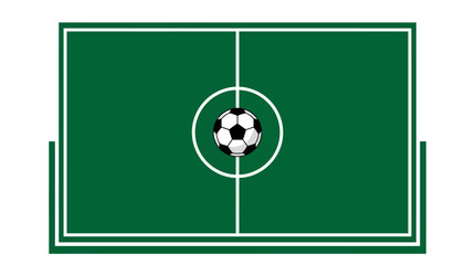 Soccer field with ball at center circle. © brght