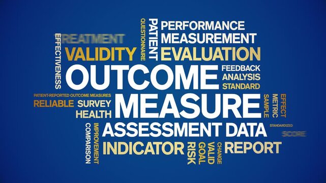 Outcome Measure animated word cloud-text design animation tag kinetic typography seamless loop.