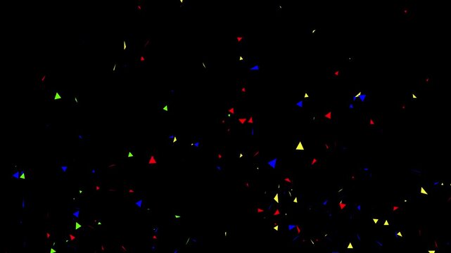 Colorful confetti explosion overlay on black background, for festive celebrations, and party motion