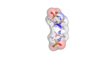 Fototapeta premium Taurolidine, antimicrobial and anti endotoxin agent for catheter lock solution and infection prevention, 3D molecule 4K