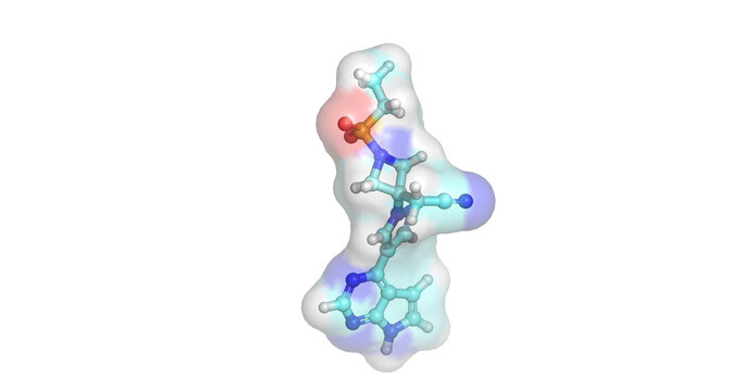 Baricitinib, janus kinase inhibitor for rheumatoid arthritis and alopecia areata, 3D molecule 4K