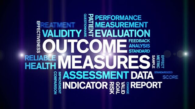 Outcome Measures animated word cloud-text design animation tag kinetic typography seamless loop.