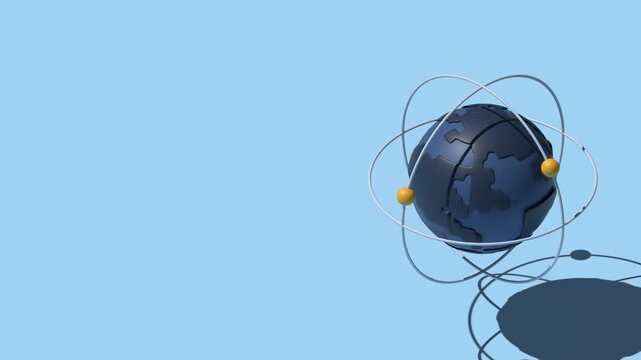 3D isometric globe animation. Global network connection. Global digital technology. Isometric technology. 4K video animated in isometric style