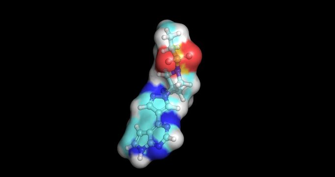 Baricitinib, janus kinase inhibitor for rheumatoid arthritis and alopecia areata, 3D molecule spinning, 4K