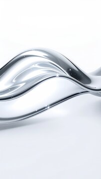 Sleek, polished chrome twisting form on a bright white background