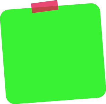Green sticky note with red tab