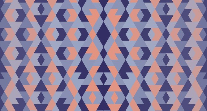 Abstract geometric triangle mosaic pattern background with purple, lavender, and peach seamless modern de