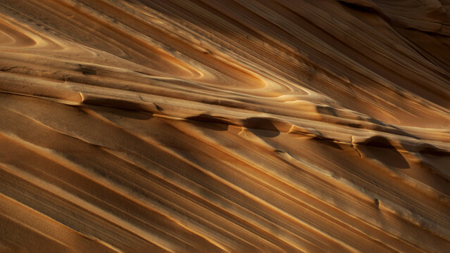 Sandstone rock formations with natural patterns. Geological layers of orange desert stone.