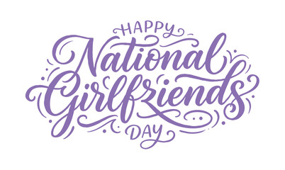 Happy National Girlfriends Day typography design with cute doodles illustration © Avartde