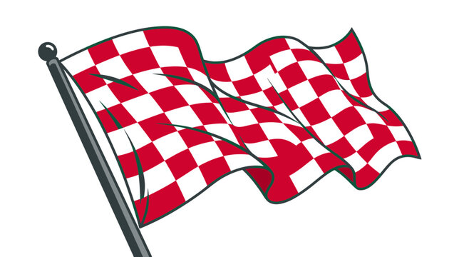 Waving Checkered Flag on Pole