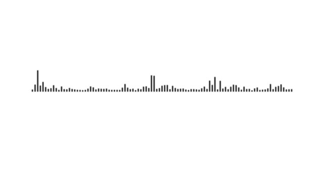 Minimalist audio waveform animation, dynamic sound frequency visualizer for music production and digital media projects on white background