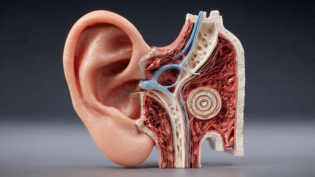 Anatomy of a human ear model.