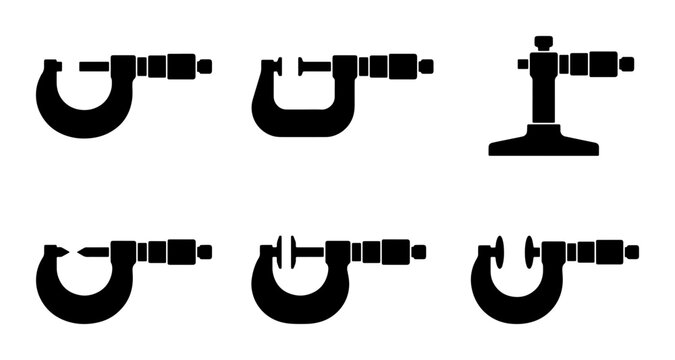 Micrometer Set, Precision Measuring Tools, Engineering Instruments, Industrial Equipment Icons