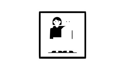 Fototapeta premium Minimalist Icon of a Woman Holding a Sign with a Speech Bubble