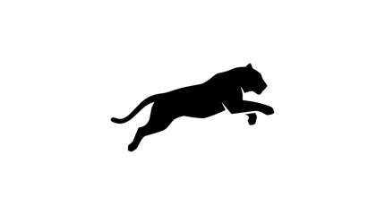 Black Panther Silhouette Jumping Mid-Air Against White Background © Latif