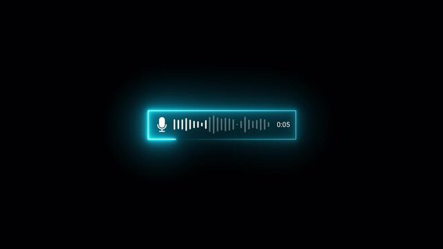 Voice Message Audio Waveform Animation with Alpha Channel, Chat Voice Note Sound Bars Overlay on Transparent Background in 4K.